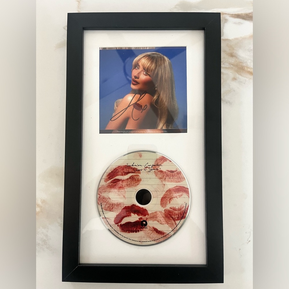 Framed Sabrina Carpenter Short N’ Sweet Signed Insert Signed CD | FRAMED